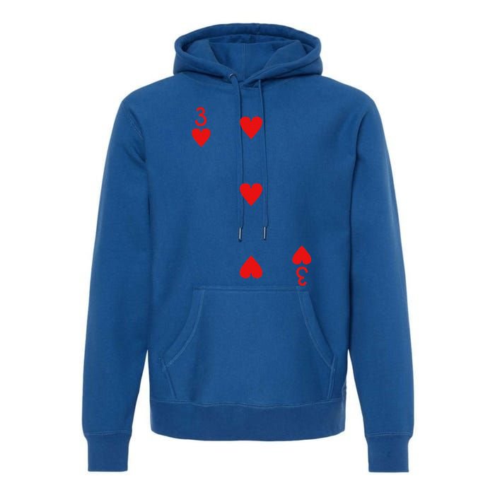 Three Of Hearts Deck Of Cards Playing Cards Halloween Poker Premium Hoodie