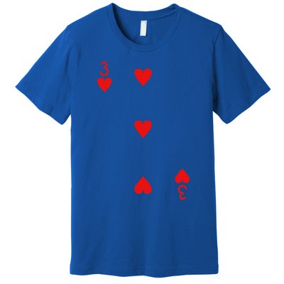 Three Of Hearts Deck Of Cards Playing Cards Halloween Poker Premium T-Shirt