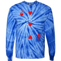 Three Of Hearts Deck Of Cards Playing Cards Halloween Poker Tie-Dye Long Sleeve Shirt