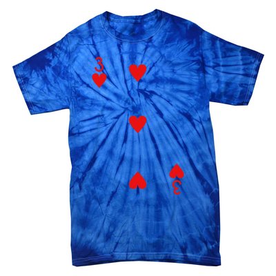 Three Of Hearts Deck Of Cards Playing Cards Halloween Poker Tie-Dye T-Shirt