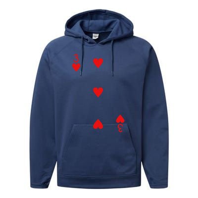 Three Of Hearts Deck Of Cards Playing Cards Halloween Poker Performance Fleece Hoodie