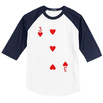 Three Of Hearts Deck Of Cards Playing Cards Halloween Poker Baseball Sleeve Shirt