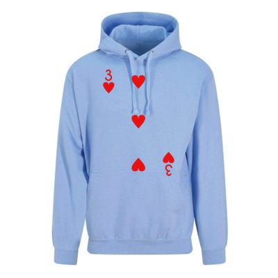 Three Of Hearts Deck Of Cards Playing Cards Halloween Poker Unisex Surf Hoodie