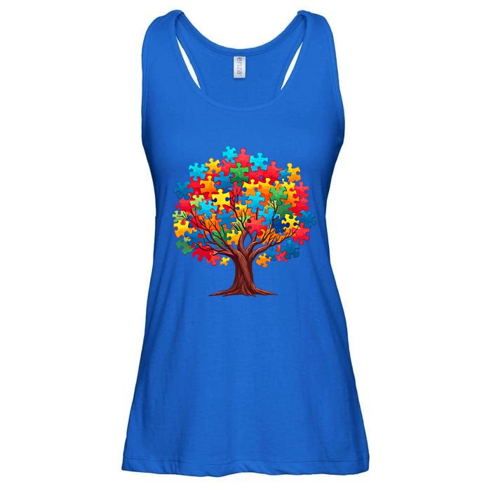 Tree Of Hope Autism Awareness Funny Support Puzzle Great Gift Ladies Essential Flowy Tank