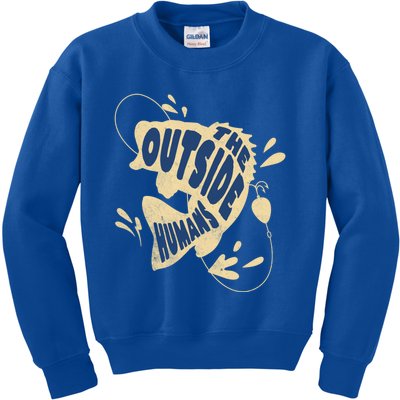 The Outside Hu Fishing Edition Wildly Outdoorsy Gear Funny Gift Kids Sweatshirt