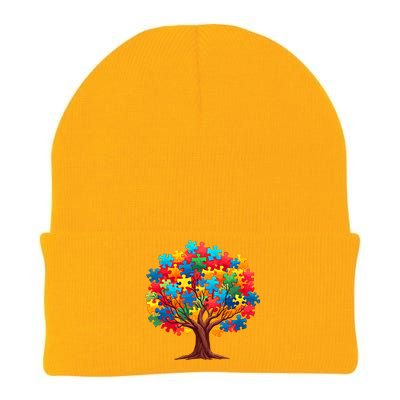 Tree Of Hope Autism Awareness Funny Support Puzzle Great Gift Knit Cap Winter Beanie