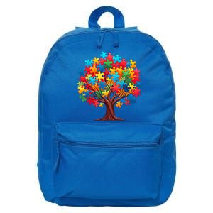 Tree Of Hope Autism Awareness Funny Support Puzzle Great Gift 16 in Basic Backpack