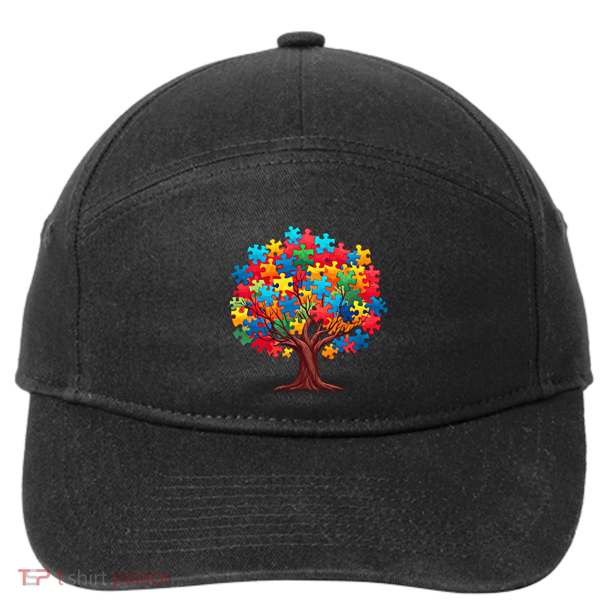 Tree Of Hope Autism Awareness Funny Support Puzzle Great Gift 7-Panel Snapback Hat
