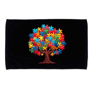 Tree Of Hope Autism Awareness Funny Support Puzzle Great Gift Microfiber Hand Towel