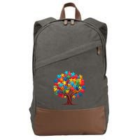 Tree Of Hope Autism Awareness Funny Support Puzzle Great Gift Cotton Canvas Backpack