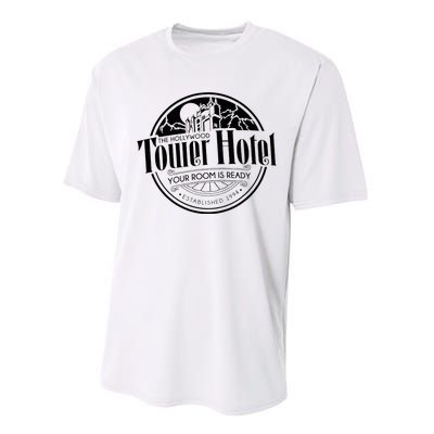 Tower Of Hotel The Hollywood Terrorist Performance Sprint T-Shirt