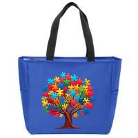 Tree Of Hope Autism Awareness Funny Support Puzzle Great Gift Zip Tote Bag