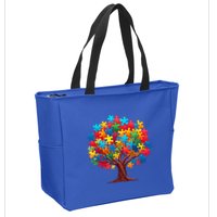 Tree Of Hope Autism Awareness Funny Support Puzzle Great Gift Zip Tote Bag