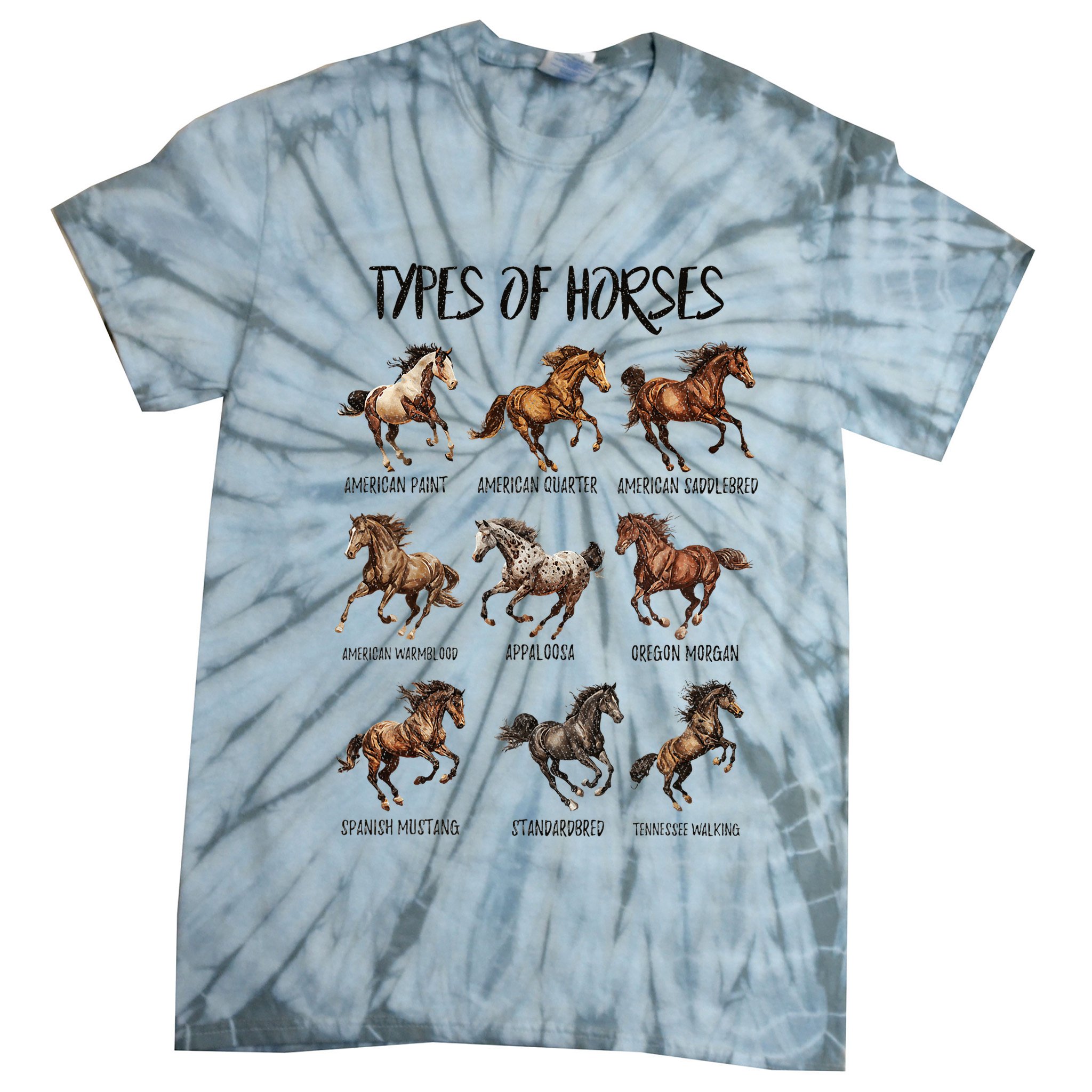 Types Of Horses Horse Breed Horseback Riding Tie-Dye T-Shirt
