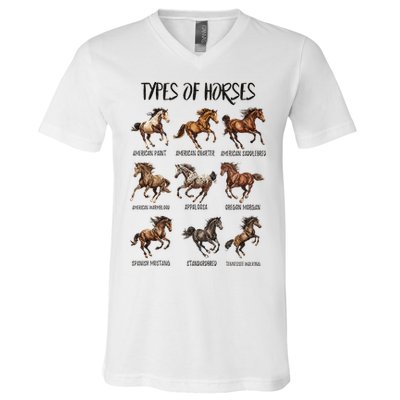 Types Of Horses Horse Breed Horseback Riding V-Neck T-Shirt