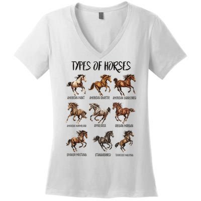 Types Of Horses Horse Breed Horseback Riding Women's V-Neck T-Shirt