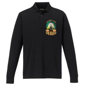 The Only Here For The Boos Cute Boo Ghost Funny Halloween Performance Long Sleeve Polo