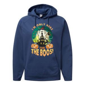 The Only Here For The Boos Cute Boo Ghost Funny Halloween Performance Fleece Hoodie