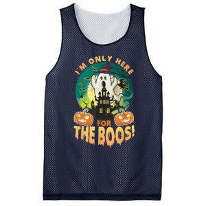 The Only Here For The Boos Cute Boo Ghost Funny Halloween Mesh Reversible Basketball Jersey Tank