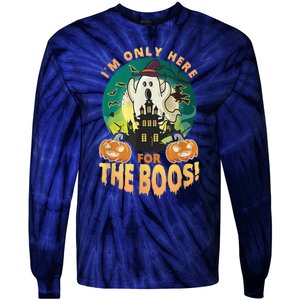 The Only Here For The Boos Cute Boo Ghost Funny Halloween Tie-Dye Long Sleeve Shirt