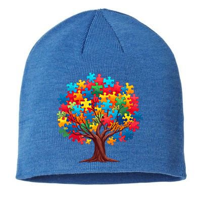 Tree Of Hope Autism Awareness Funny Support Puzzle Great Gift Sustainable Beanie