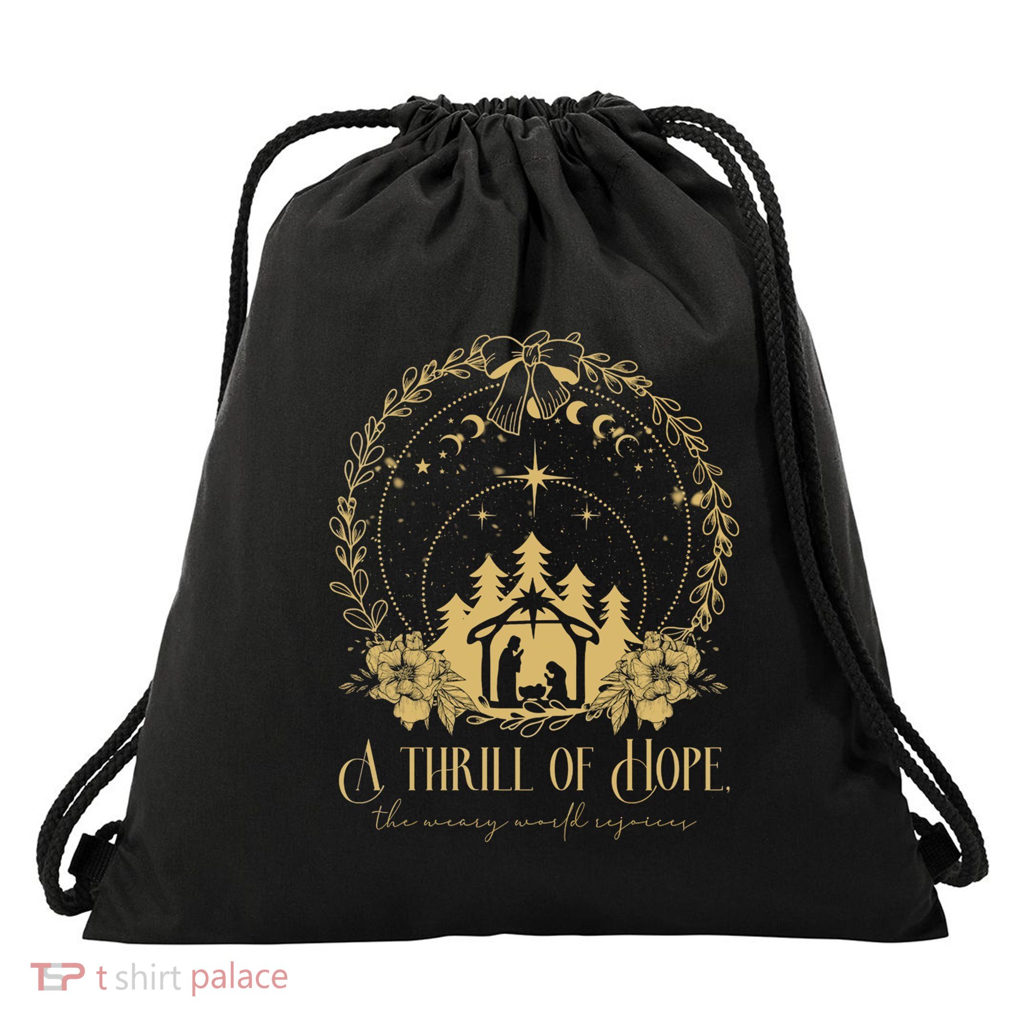 Thrill Of Hope The Weary World Rejoices Christian Christmas Cool Gift Drawstring Bag