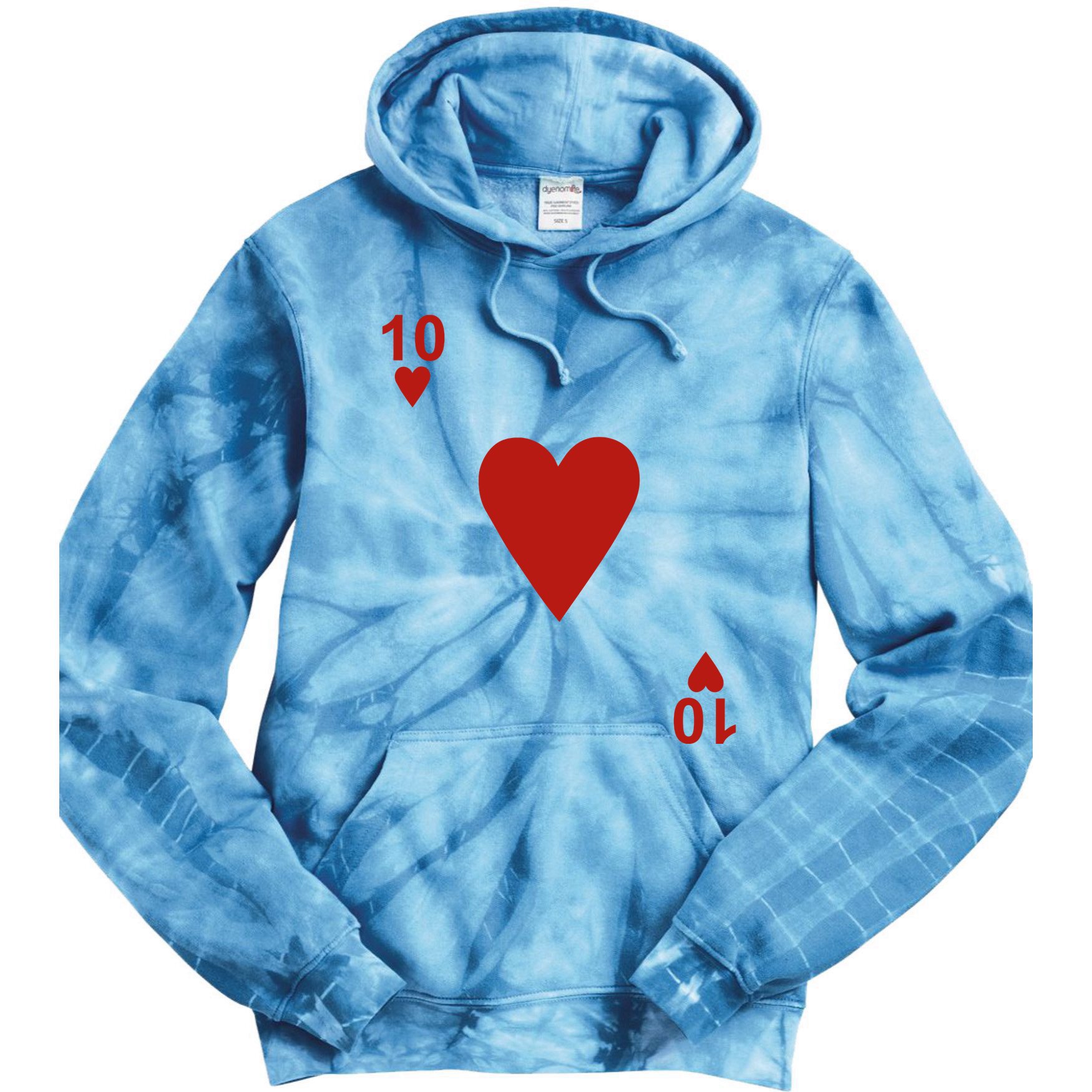 Ten Of Hearts Design Blackjack Cards Poker Tie Dye Hoodie
