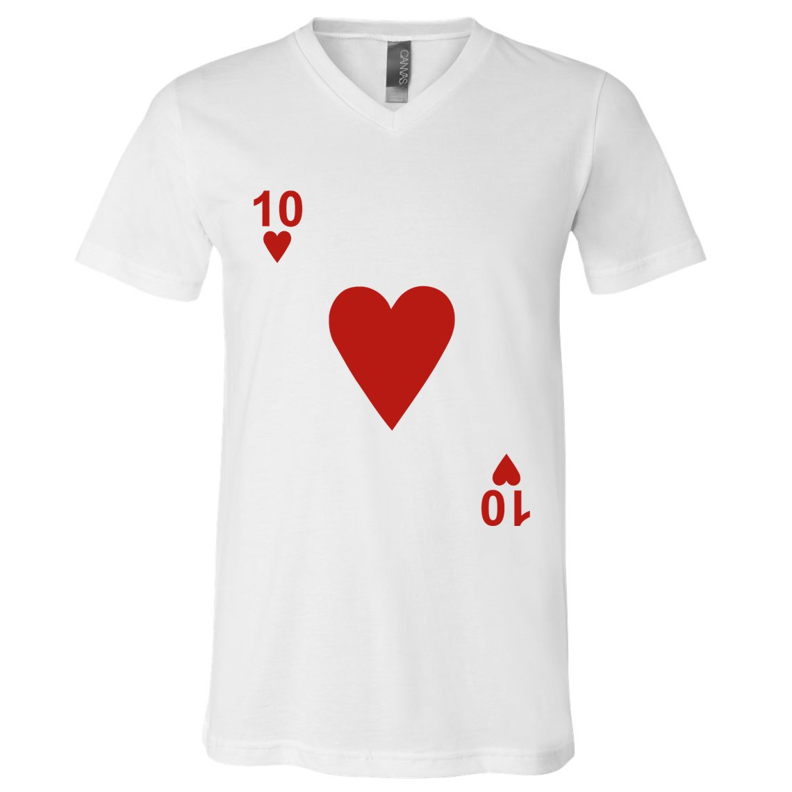 Ten Of Hearts Design Blackjack Cards Poker V-Neck T-Shirt