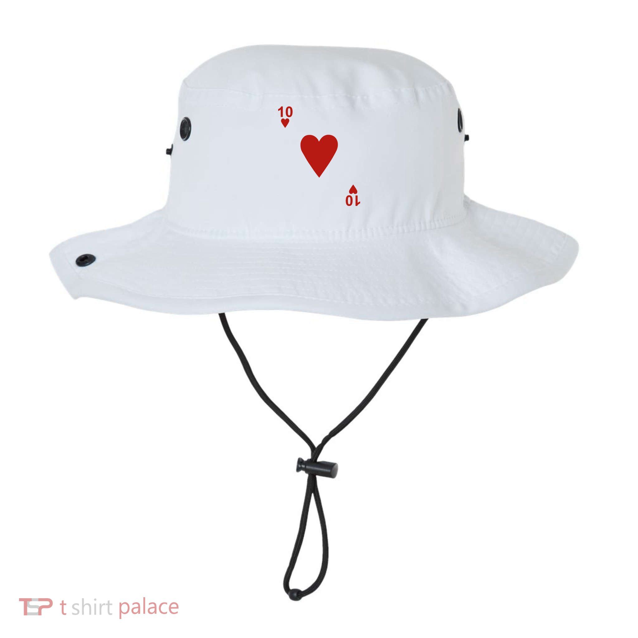 Ten Of Hearts Design Blackjack Cards Poker Bucket Hat