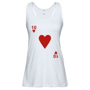 Ten Of Hearts Design Blackjack Cards Poker Ladies Essential Flowy Tank