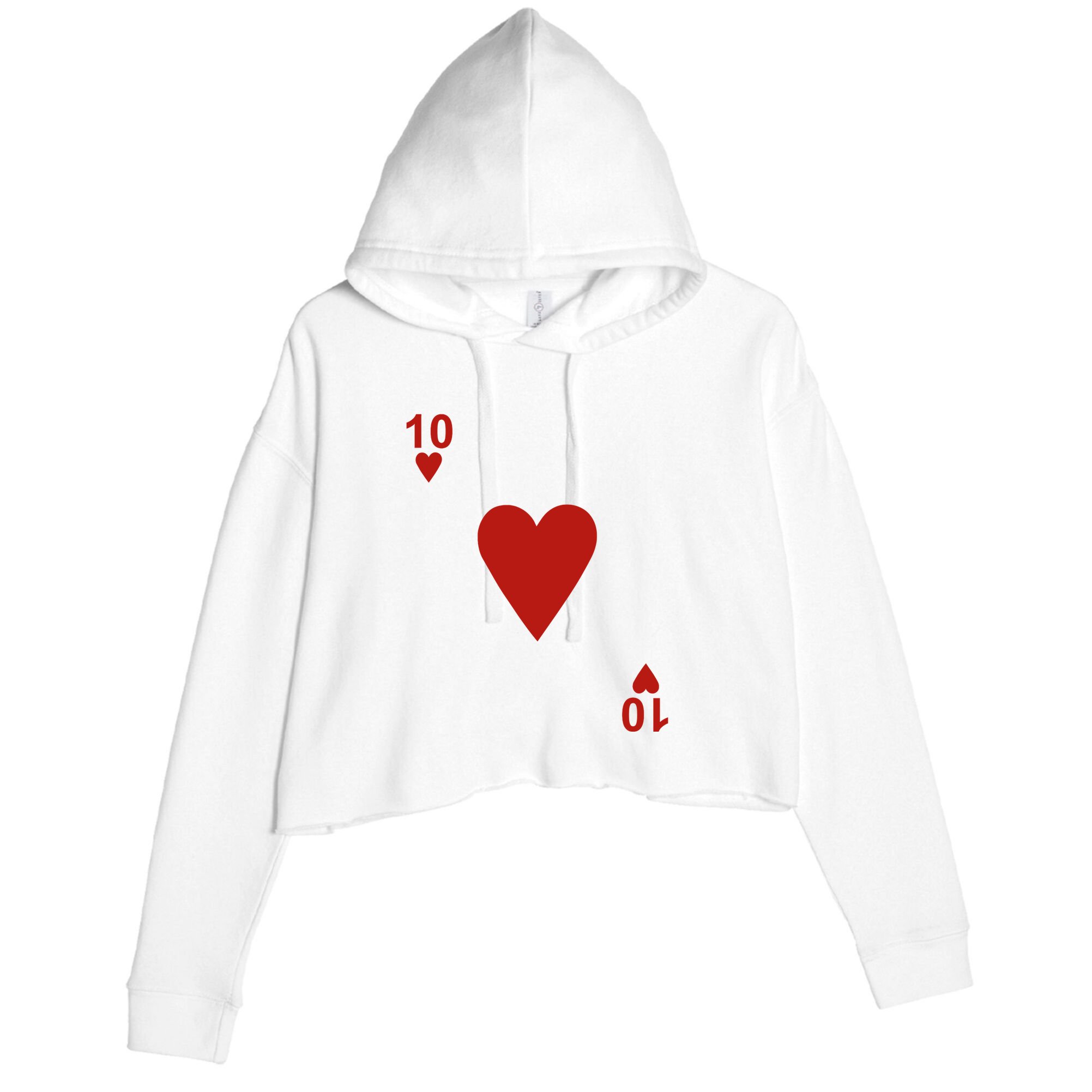Ten Of Hearts Design Blackjack Cards Poker Crop Fleece Hoodie