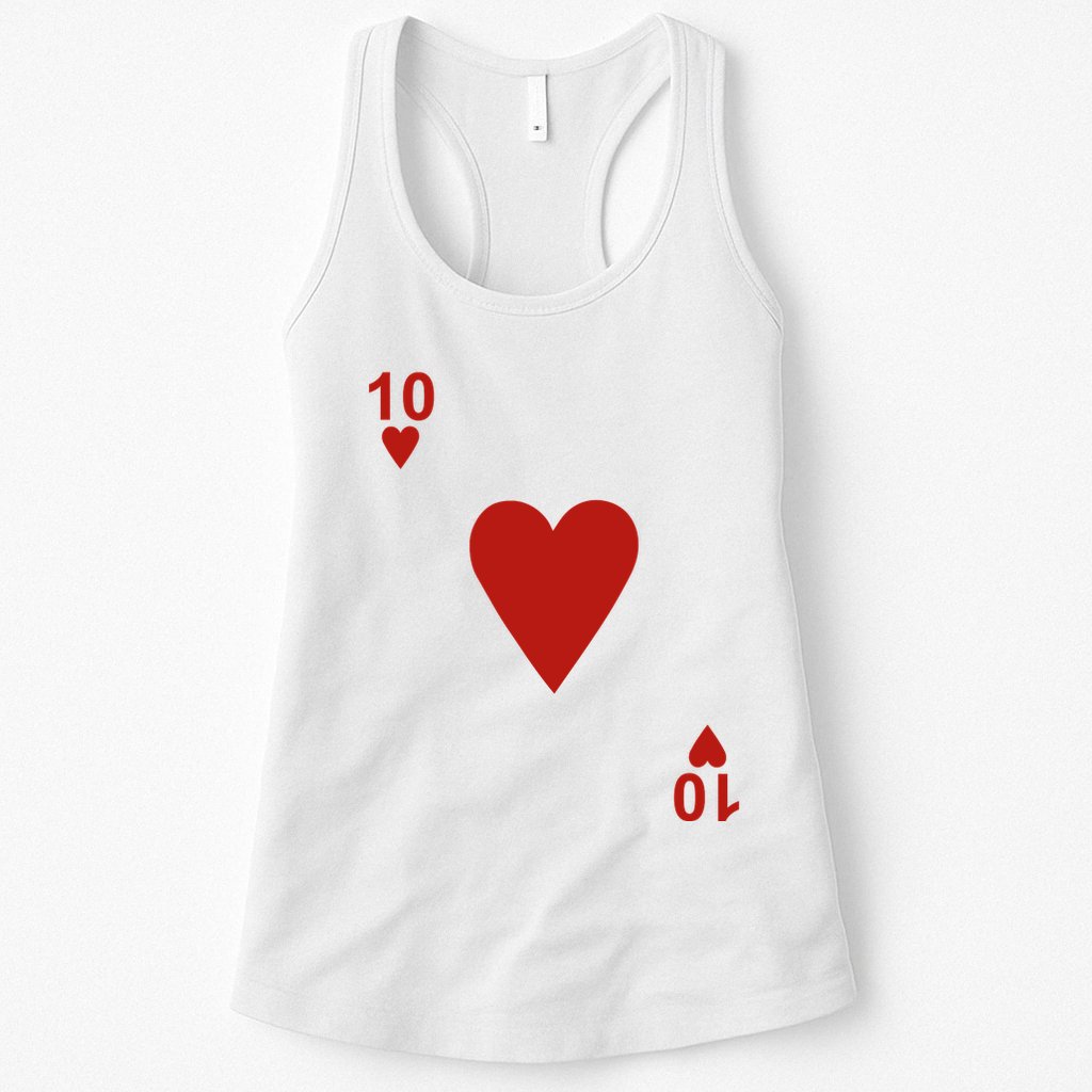 Ten Of Hearts Design Blackjack Cards Poker Womens Tank Top