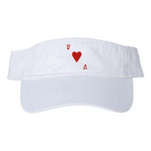 Ten Of Hearts Design Blackjack Cards Poker Valucap Bio-Washed Visor