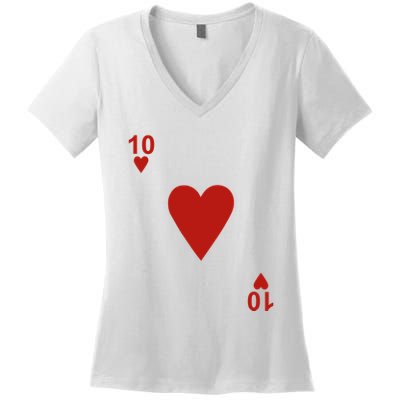Ten Of Hearts Design Blackjack Cards Poker Women's V-Neck T-Shirt