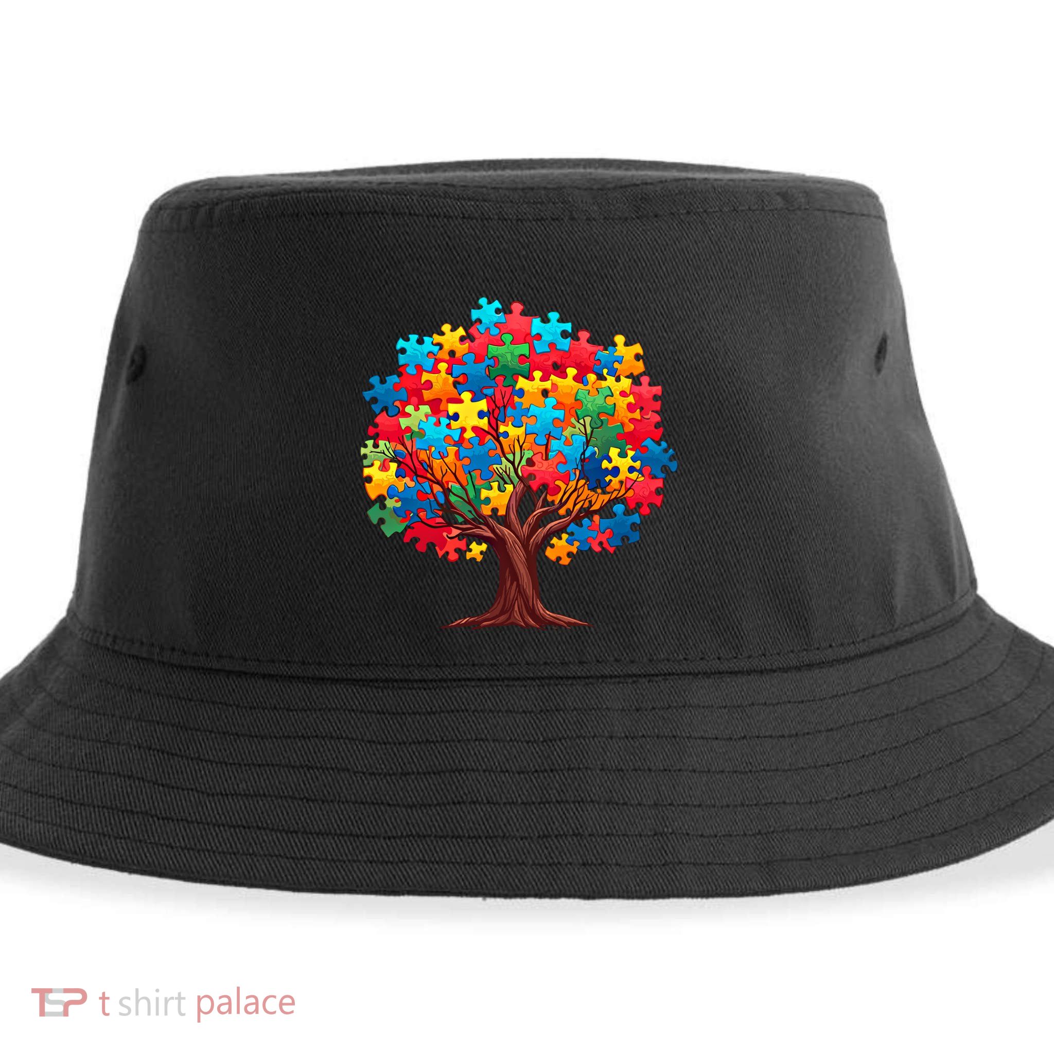 Tree Of Hope Autism Awareness Funny Support Puzzle Great Gift Sustainable Bucket Hat