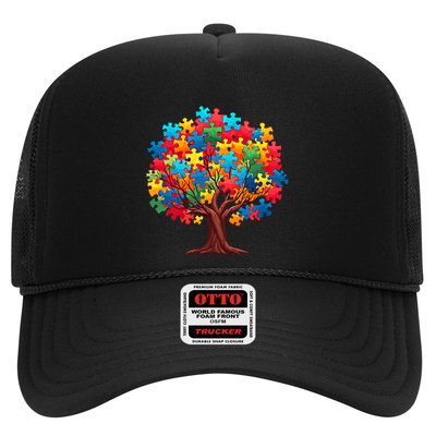 Tree Of Hope Autism Awareness Funny Support Puzzle Great Gift Trucker Hat