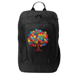 Tree Of Hope Autism Awareness Funny Support Puzzle Great Gift City Backpack