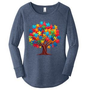 Tree Of Hope Autism Awareness Funny Support Puzzle Great Gift Women's Perfect Tri Tunic Long Sleeve Shirt