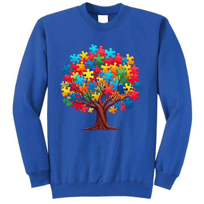 Tree Of Hope Autism Awareness Funny Support Puzzle Great Gift Sweatshirt