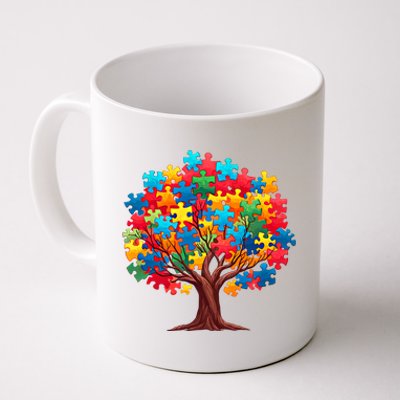 Tree Of Hope Autism Awareness Funny Support Puzzle Great Gift Coffee Mug