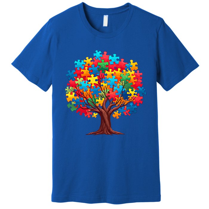 Tree Of Hope Autism Awareness Funny Support Puzzle Great Gift Premium T-Shirt