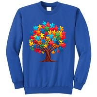 Tree Of Hope Autism Awareness Funny Support Puzzle Great Gift Tall Sweatshirt