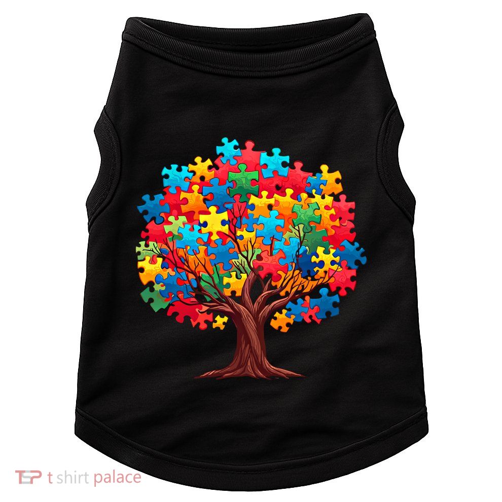 Tree Of Hope Autism Awareness Funny Support Puzzle Great Gift Doggie Tank