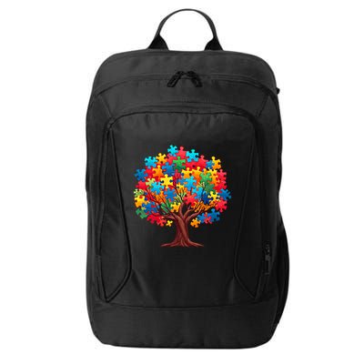 Tree Of Hope Autism Awareness Funny Support Puzzle Great Gift City Backpack