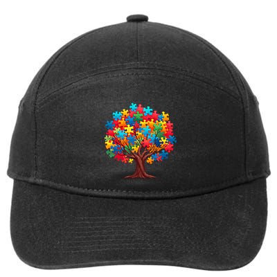 Tree Of Hope Autism Awareness Funny Support Puzzle Great Gift 7-Panel Snapback Hat