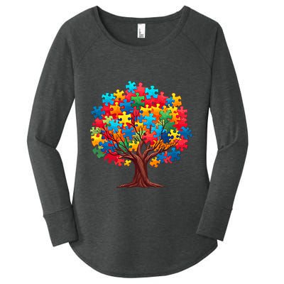 Tree Of Hope Autism Awareness Funny Support Puzzle Great Gift Women's Perfect Tri Tunic Long Sleeve Shirt
