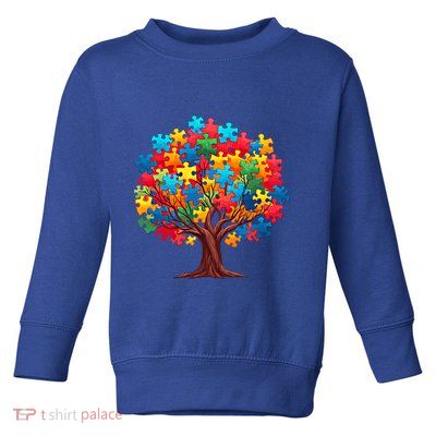 Tree Of Hope Autism Awareness Funny Support Puzzle Great Gift Toddler Sweatshirt