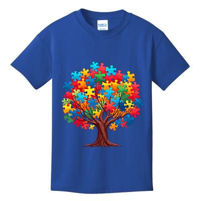 Tree Of Hope Autism Awareness Funny Support Puzzle Great Gift Kids T-Shirt