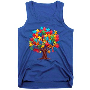 Tree Of Hope Autism Awareness Funny Support Puzzle Great Gift Tank Top