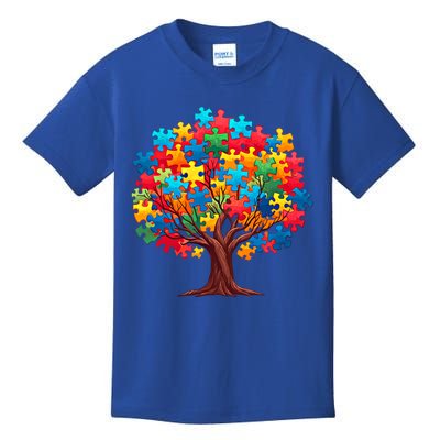 Tree Of Hope Autism Awareness Funny Support Puzzle Great Gift Kids T-Shirt